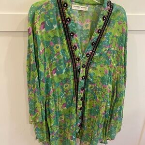 World Market Boho Green Floral Wrap